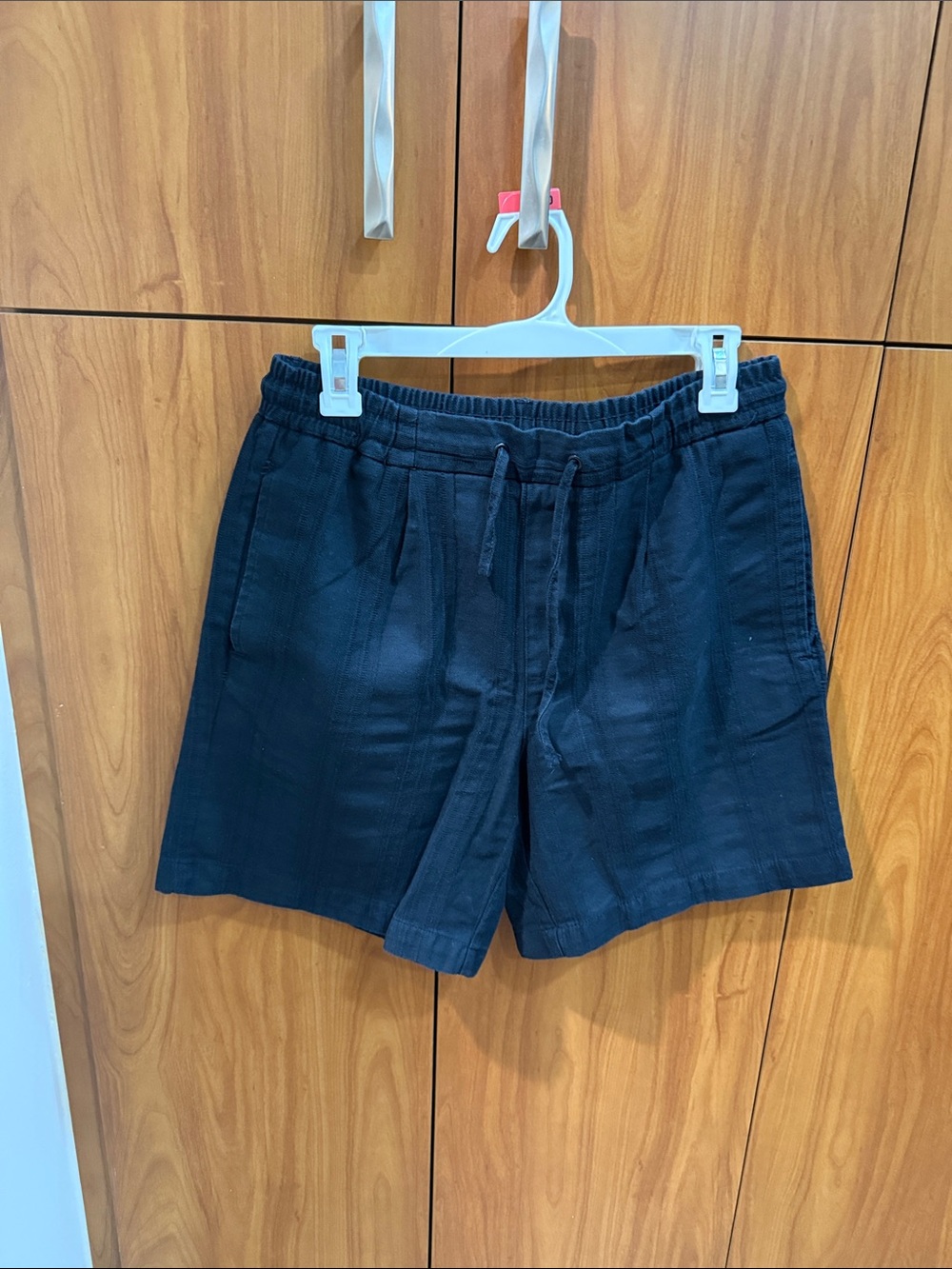 Zara Men’s Navy Flat-Front Drawstring Shorts